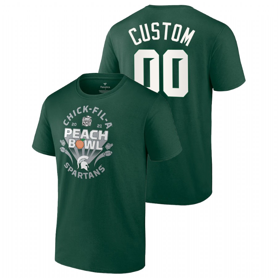 Men's T-Shirt Michigan State Spartans Custom Green 2021 Peach Bowl T-Shirt