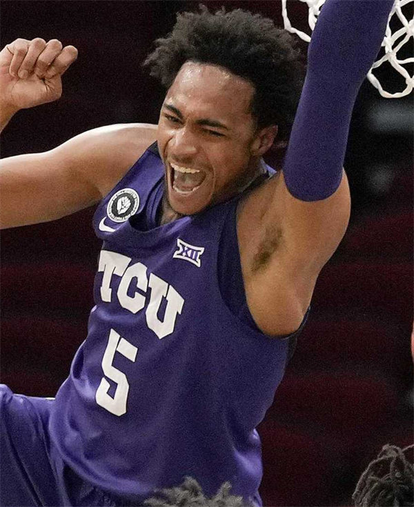 Men's TCU Horned Frogs #5 Charles O'Bannon Jr. Nike 2021 Purple College Basketball Game Jersey