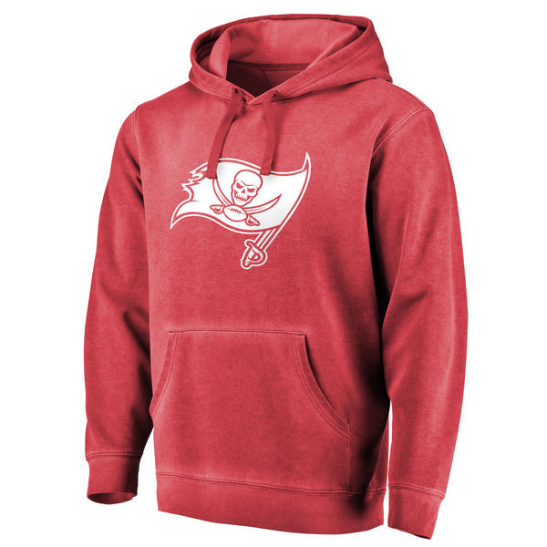 Men's Tampa Bay Buccaneers NFL Pro Line By Fanatics Branded Red White Logo Shadow Washed Pullover Hoodie