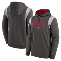 Men's Tampa Bay Buccaneers Pewter Sideline Stack Performance Pullover Hoodie