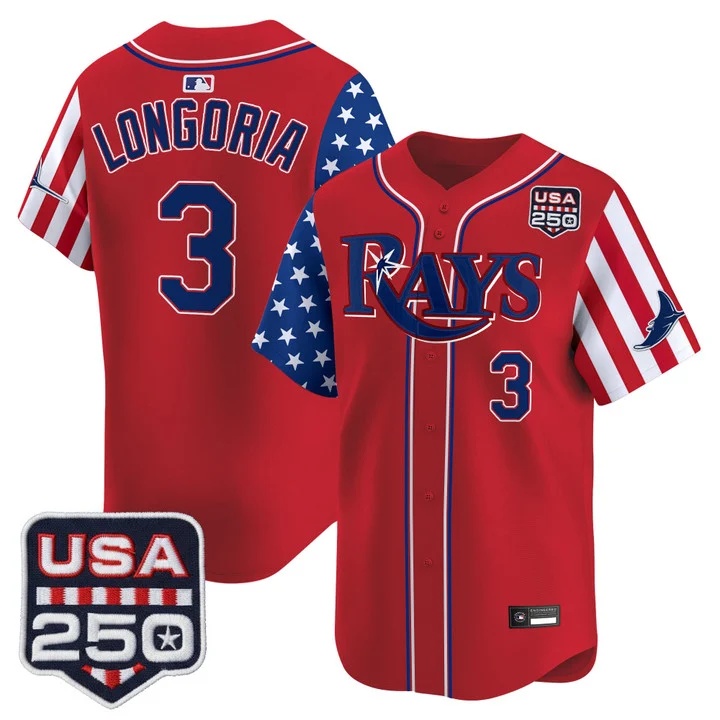 Men's Tampa Bay Rays America 250 Edition Vapor Premier Limited Jersey #3 EVAN LONGORIA