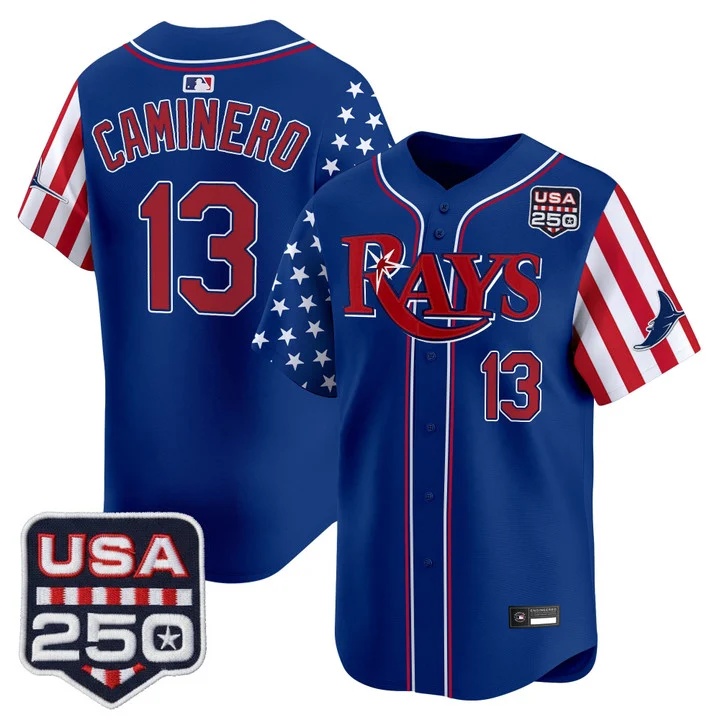 Men's Tampa Bay Rays America 250 Edition Vapor Premier Limited Jersey ROYAL #13 JUNIOR CAMINERO