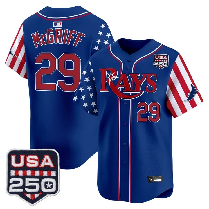 Men's Tampa Bay Rays America 250 Edition Vapor Premier Limited Jersey ROYAL #29 FRED MCGRIFF