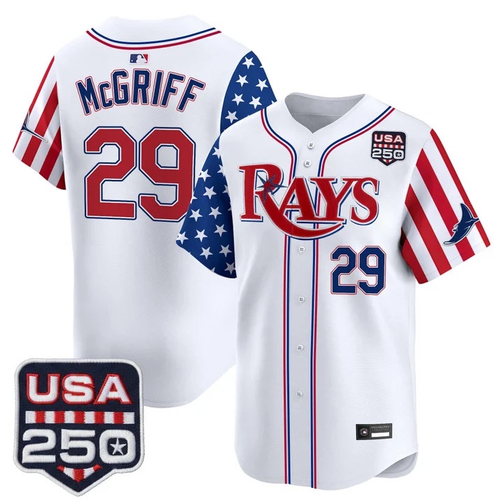 Men's Tampa Bay Rays America 250 Edition Vapor Premier Limited Jersey WHITE #29 FRED MCGRIFF