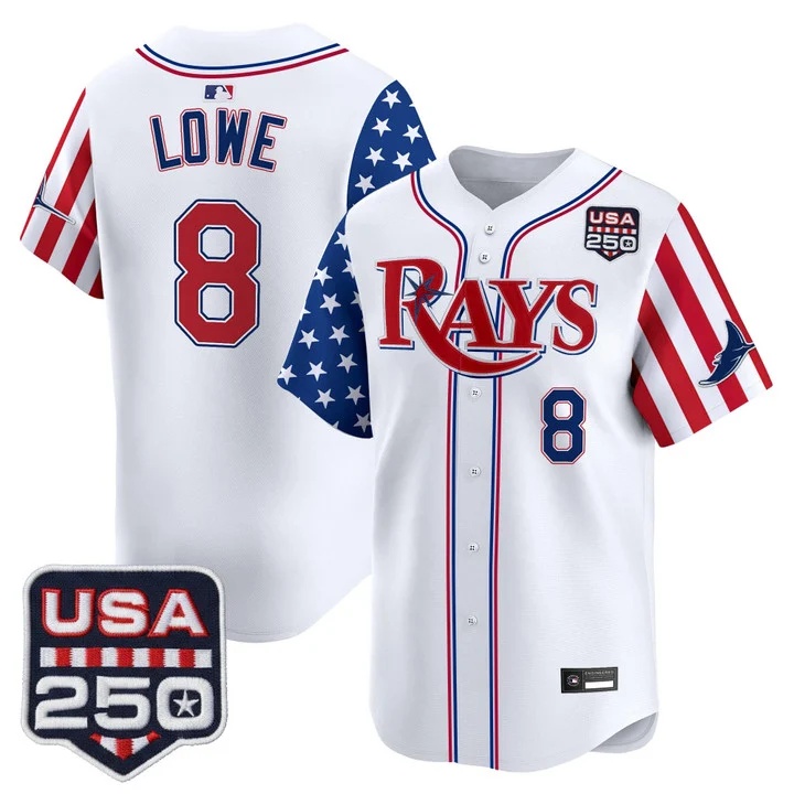 Men's Tampa Bay Rays America 250 Edition Vapor Premier Limited Jersey WHITE #8 BRANDON LOWE