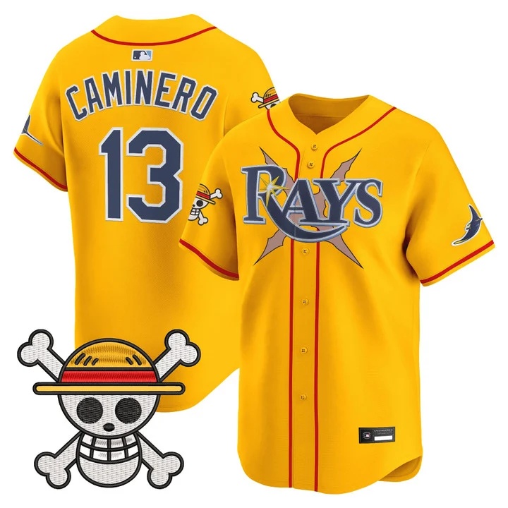 Men's Tampa Bay Rays x One Piece Vapor Premier Limited Jersey GOLD#13 JUNIOR CAMINERO