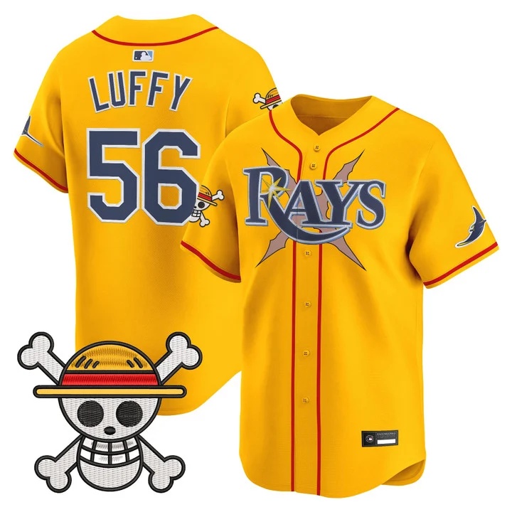 Men's Tampa Bay Rays x One Piece Vapor Premier Limited Jersey GOLD#56 LUFFY