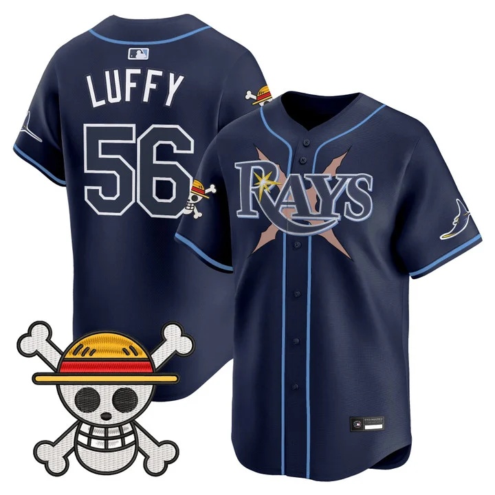 Men's Tampa Bay Rays x One Piece Vapor Premier Limited Jersey NAVY#56 LUFFY