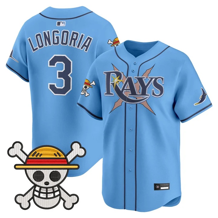 Men's Tampa Bay Rays x One Piece Vapor Premier Limited Jersey POWDER BLUE#3 EVAN LONGORIA