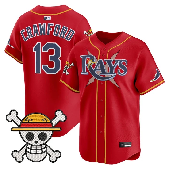 Men's Tampa Bay Rays x One Piece Vapor Premier Limited Jersey RED#13 CARL CRAWFORD