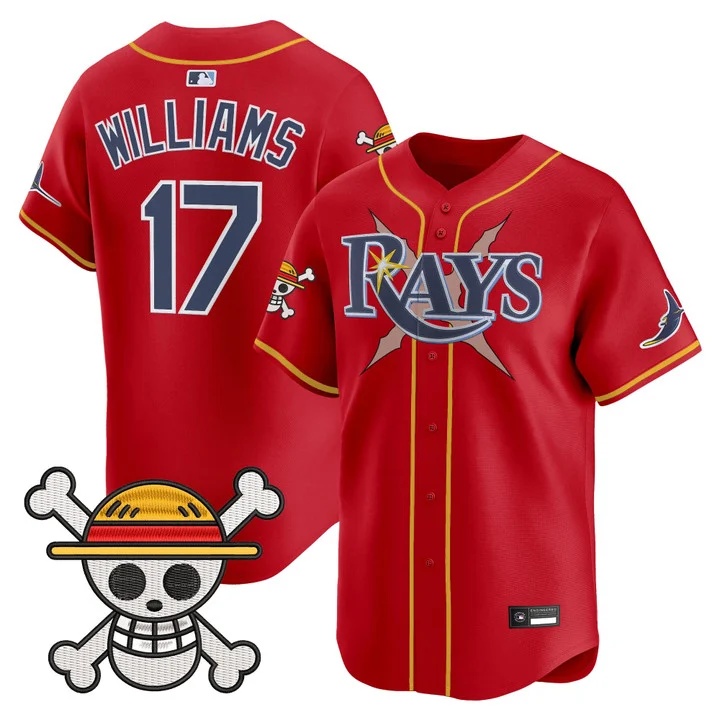 Men's Tampa Bay Rays x One Piece Vapor Premier Limited Jersey RED#17 CARSON WILLIAMS