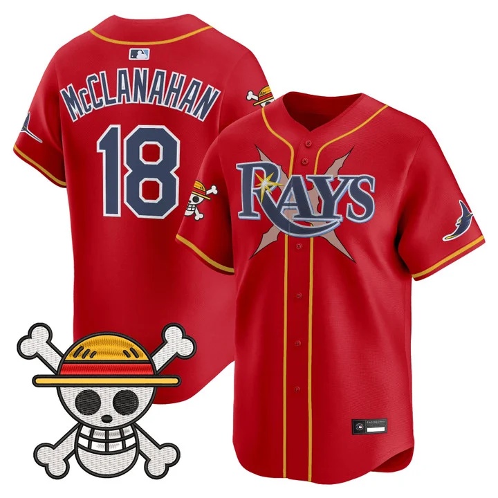 Men's Tampa Bay Rays x One Piece Vapor Premier Limited Jersey RED#18 SHANE MCCLANAHAN