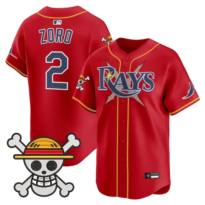 Men's Tampa Bay Rays x One Piece Vapor Premier Limited Jersey RED#2 ZORO