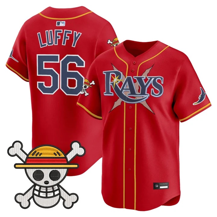 Men's Tampa Bay Rays x One Piece Vapor Premier Limited Jersey RED#56 LUFFY
