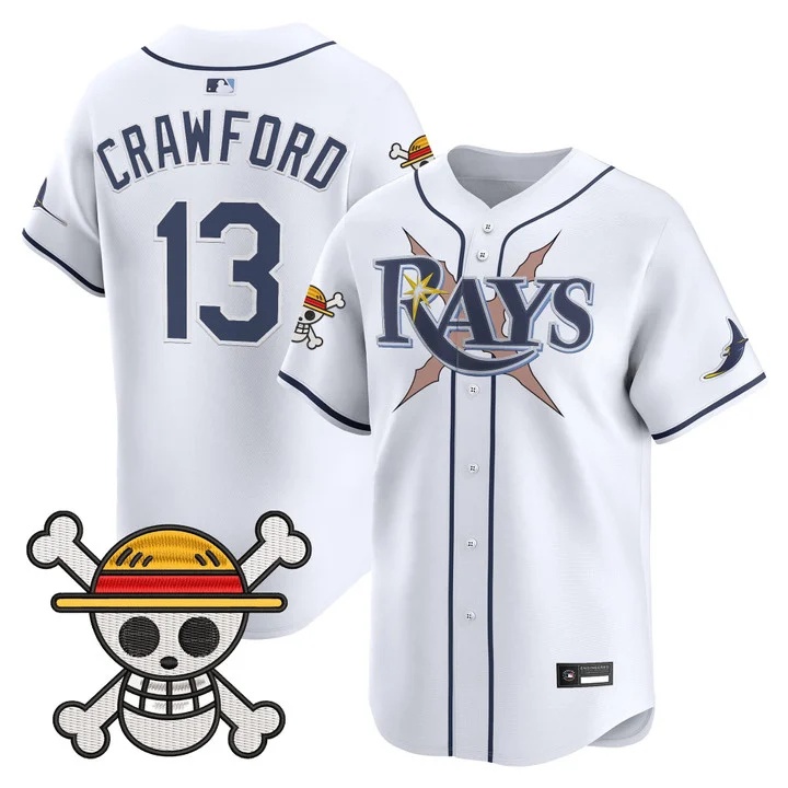 Men's Tampa Bay Rays x One Piece Vapor Premier Limited Jersey WHITE#13 CARL CRAWFORD