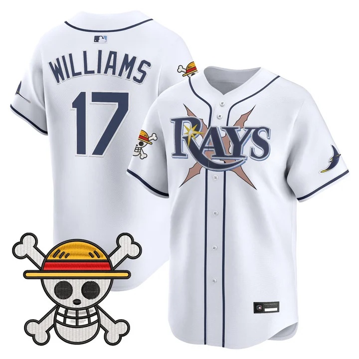 Men's Tampa Bay Rays x One Piece Vapor Premier Limited Jersey WHITE#17 CARSON WILLIAMS