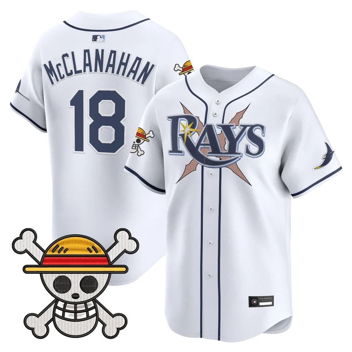 Men's Tampa Bay Rays x One Piece Vapor Premier Limited Jersey WHITE#18 SHANE MCCLANAHAN