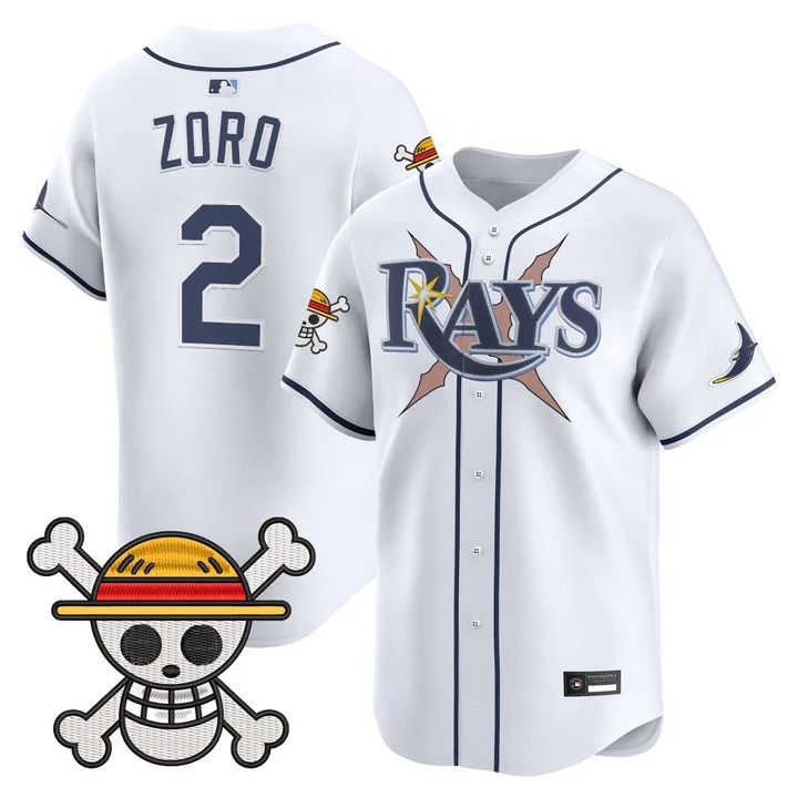 Men's Tampa Bay Rays x One Piece Vapor Premier Limited Jersey WHITE#2 ZORO