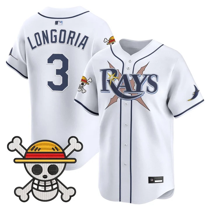Men's Tampa Bay Rays x One Piece Vapor Premier Limited Jersey WHITE#3 EVAN LONGORIA