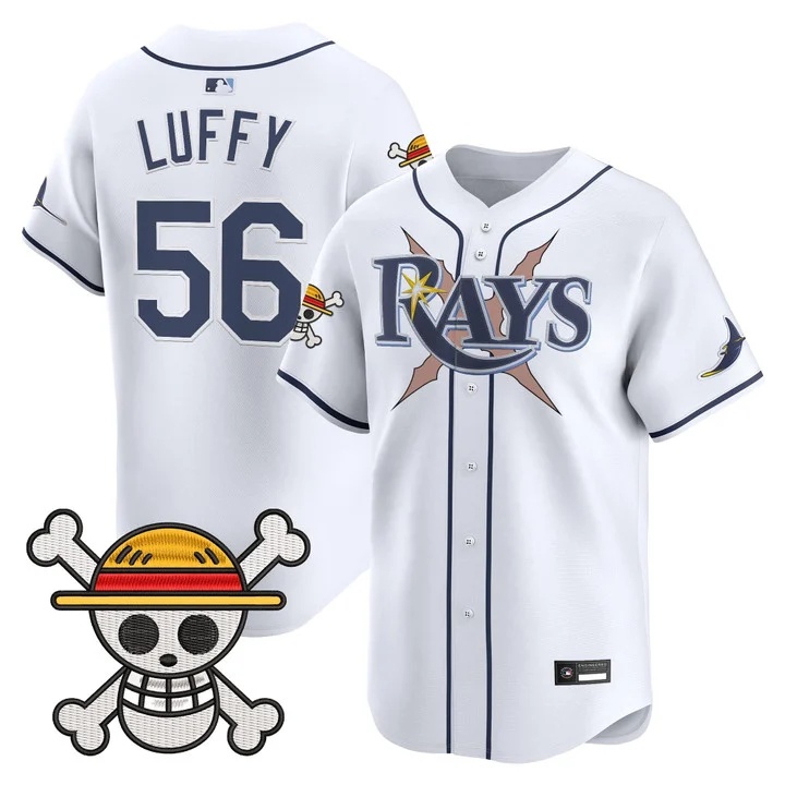 Men's Tampa Bay Rays x One Piece Vapor Premier Limited Jersey WHITE#56 LUFFY