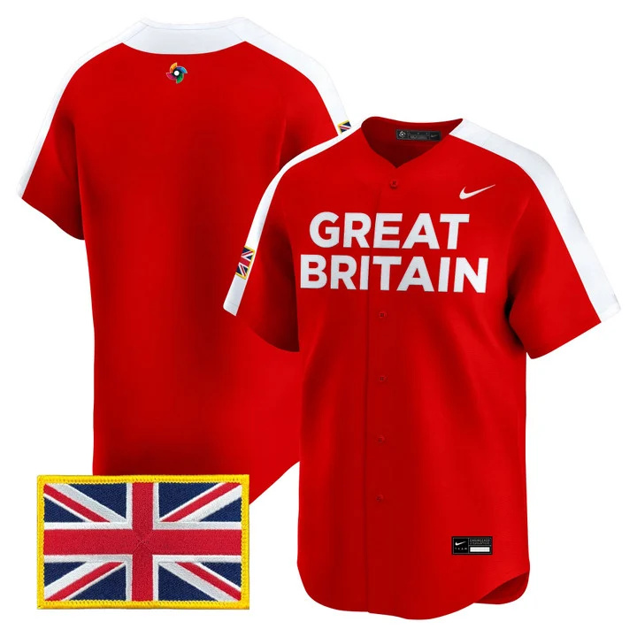 Men's Team Great Britain 2026 World Baseball Classic Vapor Premier Jersey RED BLANK