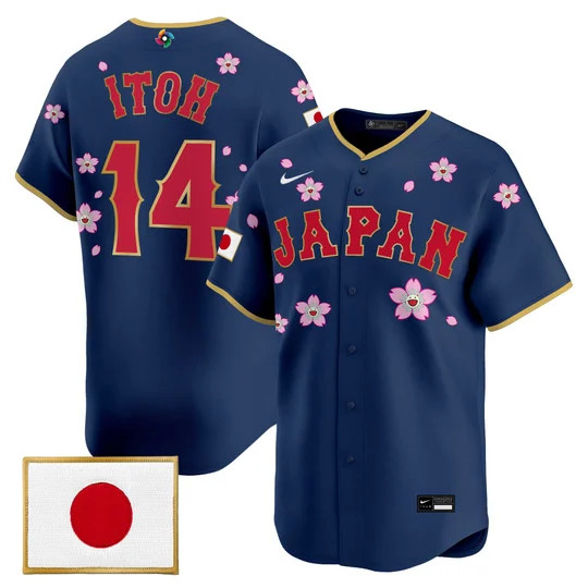 Men's Team Japan World Baseball Classic x Takashi Murakami Vapor Premier Jersey NAVY#14 HIROMI ITOH