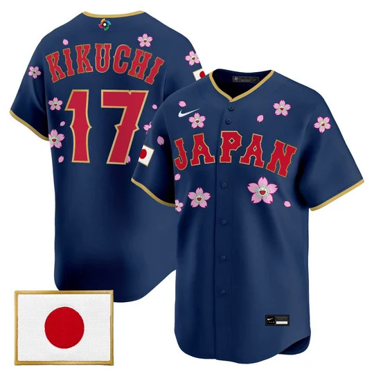 Men's Team Japan World Baseball Classic x Takashi Murakami Vapor Premier Jersey NAVY#17 YUSEI KIKUCHI