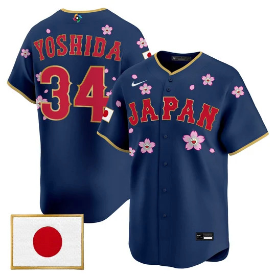 Men's Team Japan World Baseball Classic x Takashi Murakami Vapor Premier Jersey NAVY#34 MASATAKA YOSHIDA