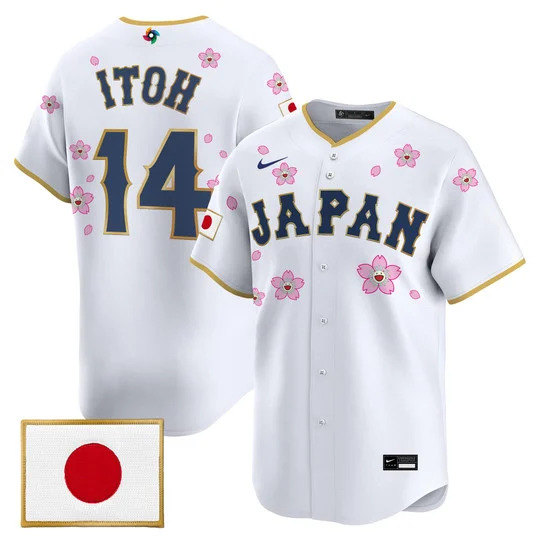 Men's Team Japan World Baseball Classic x Takashi Murakami Vapor Premier Jersey WHITE#14 HIROMI ITOH