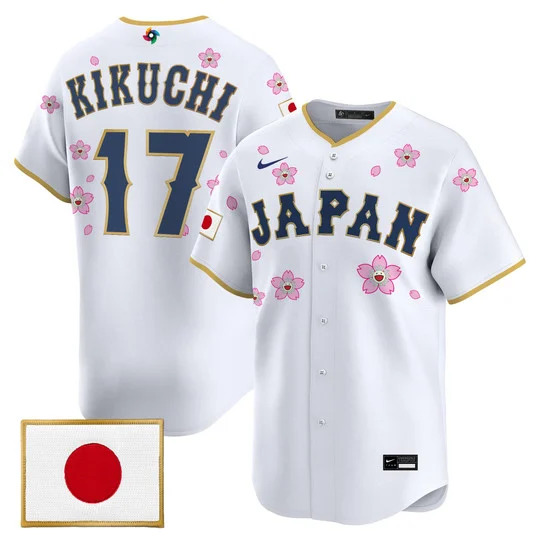 Men's Team Japan World Baseball Classic x Takashi Murakami Vapor Premier Jersey WHITE#17 YUSEI KIKUCHI