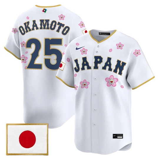 Men's Team Japan World Baseball Classic x Takashi Murakami Vapor Premier Jersey WHITE#25 KAZUMA OKAMOTO