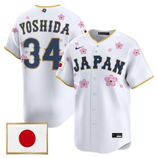Men's Team Japan World Baseball Classic x Takashi Murakami Vapor Premier Jersey WHITE#34 MASATAKA YOSHIDA