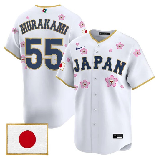 Men's Team Japan World Baseball Classic x Takashi Murakami Vapor Premier Jersey WHITE#55 MUNETAKA MURAKAMI