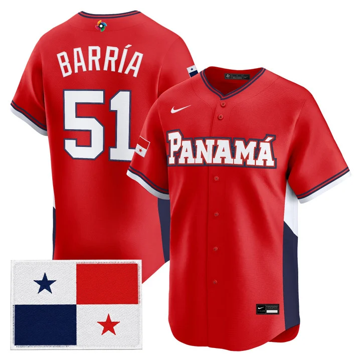 Men's Team Panama 2026 World Baseball Classic Vapor Premier Jersey RED#51 JAIME BARRIA