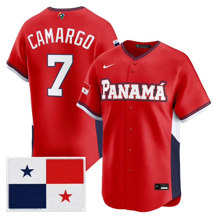Men's Team Panama 2026 World Baseball Classic Vapor Premier Jersey RED#7 JOHAN CAMARGO
