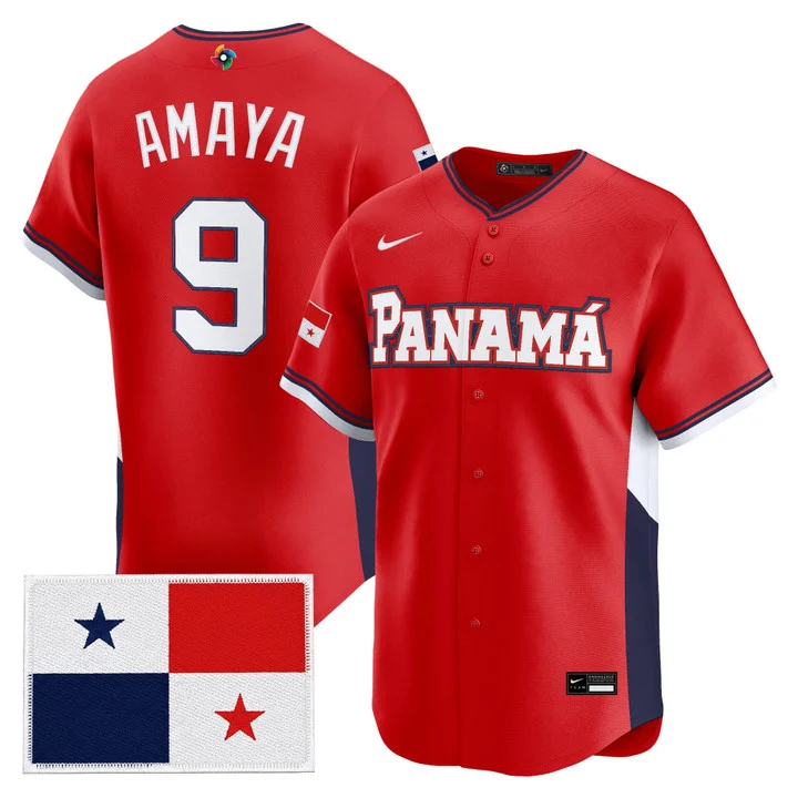 Men's Team Panama 2026 World Baseball Classic Vapor Premier Jersey RED#9 MIGUEL AMAYA