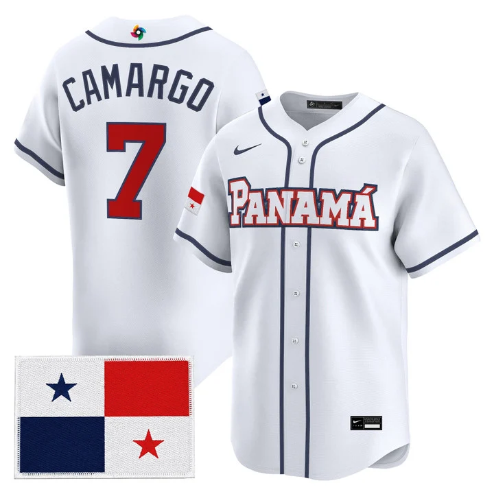 Men's Team Panama 2026 World Baseball Classic Vapor Premier Jersey WHITE#7 JOHAN CAMARGO