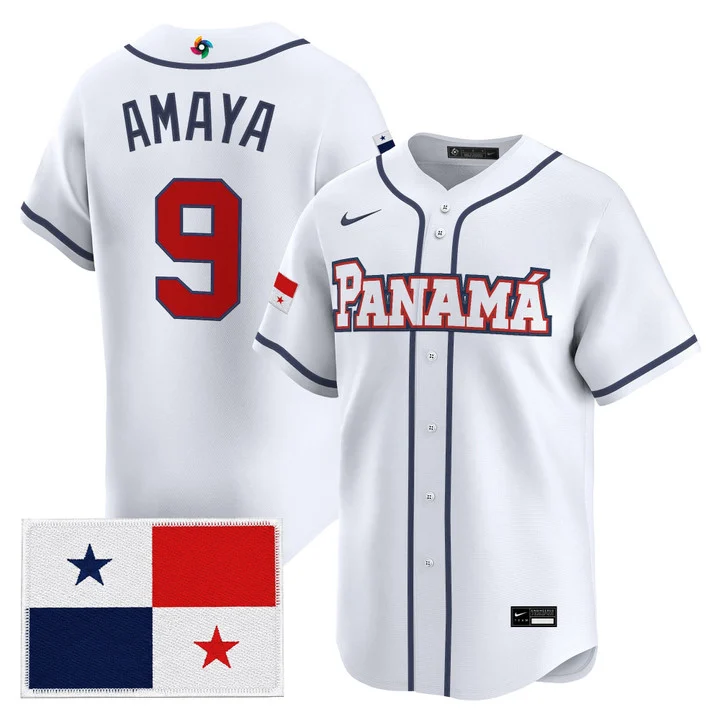Men's Team Panama 2026 World Baseball Classic Vapor Premier Jersey WHITE#9 MIGUEL AMAYA