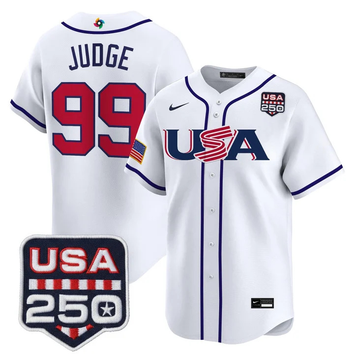 Men's Team USA World Baseball Classic 250America Patch Vapor Premier Jersey - 2026 Roster WHITE#99 AARON JUDGE