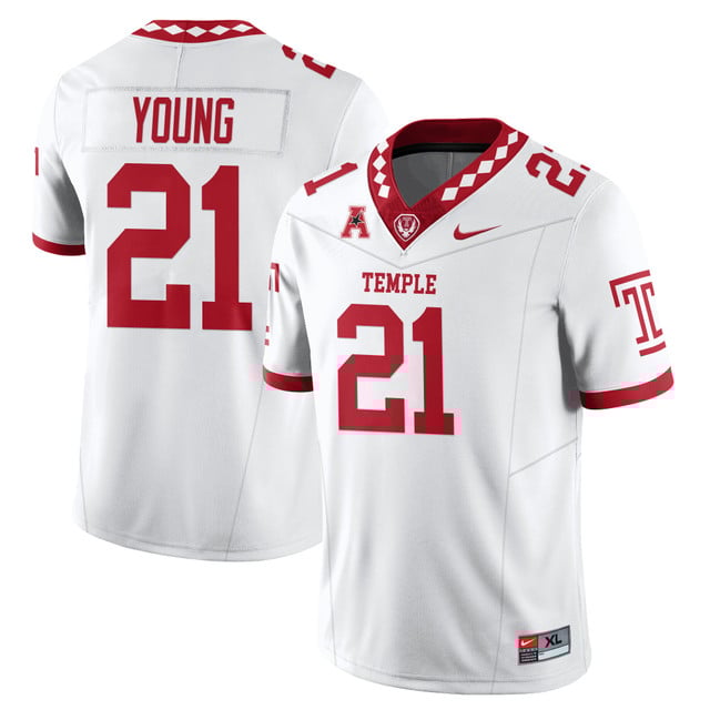 Men's Temple Football 2025 Vapor Limited Jersey WHITE#21 DE'CARLOS YOUNG