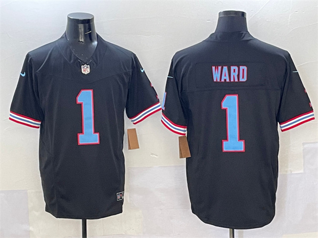 Men's Tennessee Titans #1 Cameron Ward Black 2025 Draft F.U.S.E. Vapor Limited Football Stitched Jersey