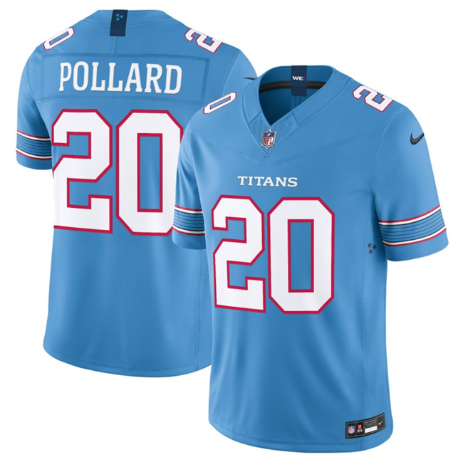 Men's Tennessee Titans #20 Tony Pollard Light Blue 2026 F.U.S.E. Vapor Limited Stitched Football Jersey