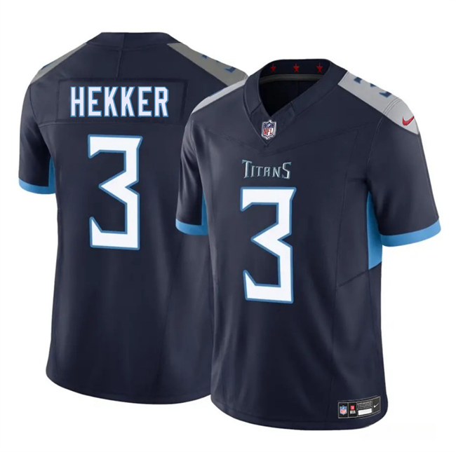 Men's Tennessee Titans #3 Johnny Hekker Navy 2025 F.U.S.E. Vapor Limited Football Stitched Jersey