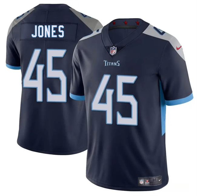 Men's Tennessee Titans #45 Dre'Mont Jones Navy 2025 Vapor Limited Football Stitched Jersey