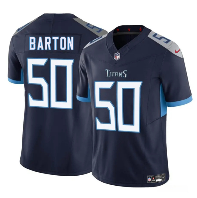 Men's Tennessee Titans #50 Cody Barton Navy 2025 F.U.S.E. Vapor Limited Football Stitched Jersey