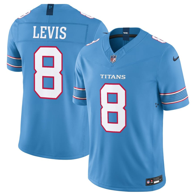 Men's Tennessee Titans #8 Will Levis Light Blue 2026 F.U.S.E. Vapor Limited Stitched Football Jersey
