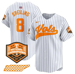 Men's Tennessee Volunteers #8 Dylan Dreiling Pinstripe 2024 Champions Vapor Limited Baseball Stitched Jersey