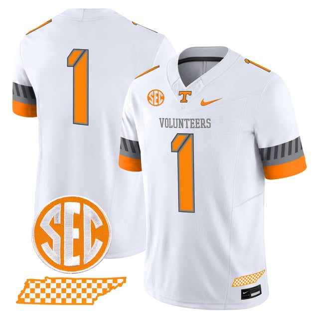 Men's Tennessee Volunteers 2025 'Smokey Grey Series' Vapor Limited Jersey V2 WHITE #1