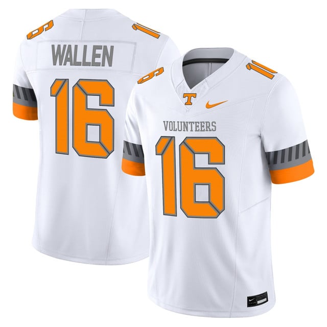 Men's Tennessee Volunteers 2025 'Smokey Grey Series' Vapor Limited Jersey WHITE #16 MORGAN WALLEN