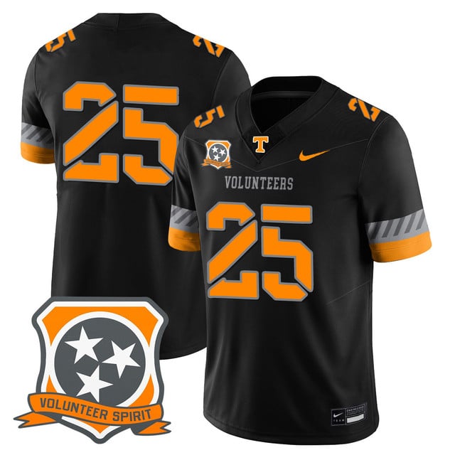 Men's Tennessee Volunteers 2025 Spirit Jersey BLACK#25